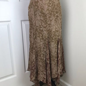 Lauren Ralph Lauren brown silk handkerchief skirt